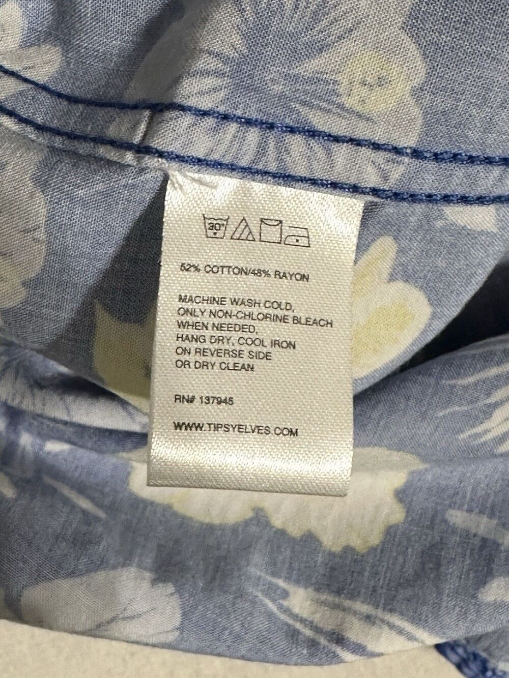 Tipsy Elves Men's L Blue Toucan Floral Hawaiian Shirt Button Up - Picture 6 of 7